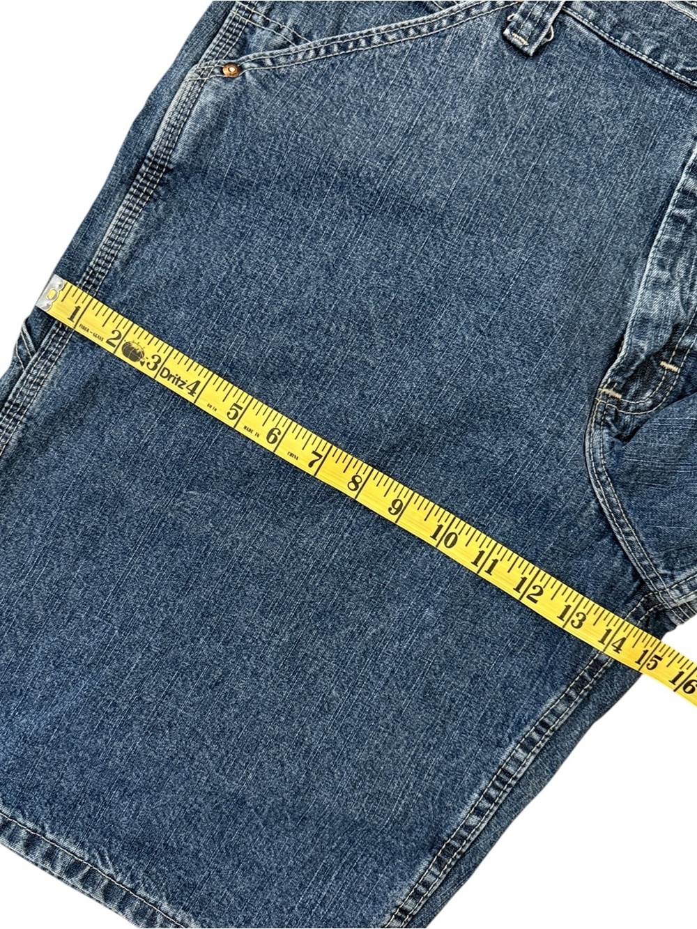 Lee Dungarees Carpenter Jean Shorts 38L Y2K Baggy Skater Fits 36x12 Medium Blue - Picture 11 of 15